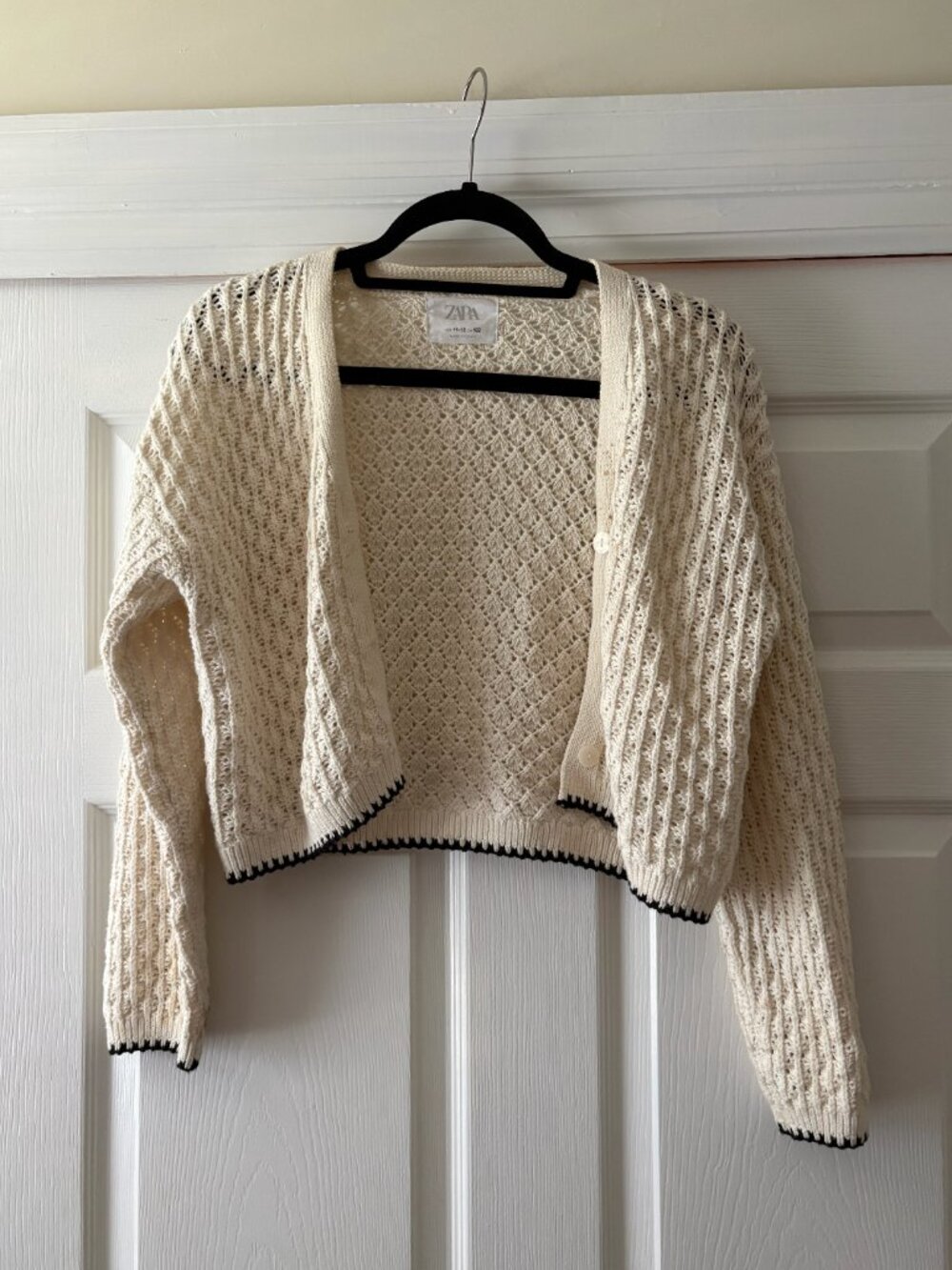 Zara Cream and Navy Cardigan